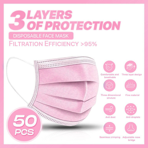 Imagen 2 de 6 de Mascarilla Desechable 50 Unidades 3 Capas