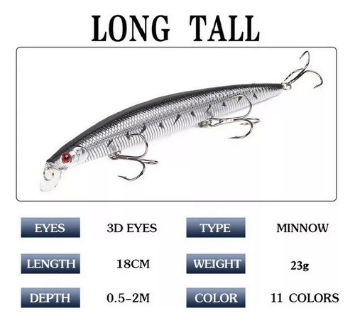 D Lote De 10 Iscas Artificiais Para Pesca Marítima, 18 Cm,