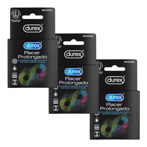 Durex Placer Prolongado Pack De 9 Condones Preservativos