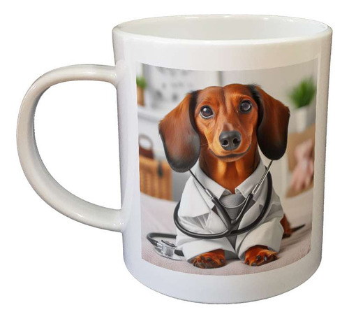 Taza Plastico Perro Salchicha Medico Estetoscopio Dog