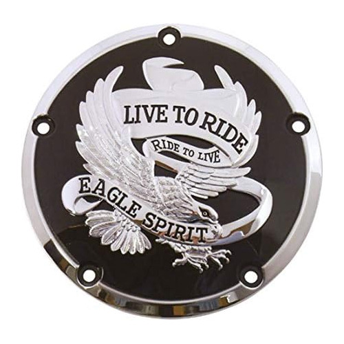 Cubierta De Embrague 'live To Ride' Negra Y Cromada Mod...