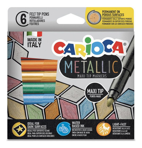 Marcador Permanente Carioca Metal X6 - Papelería Bonita