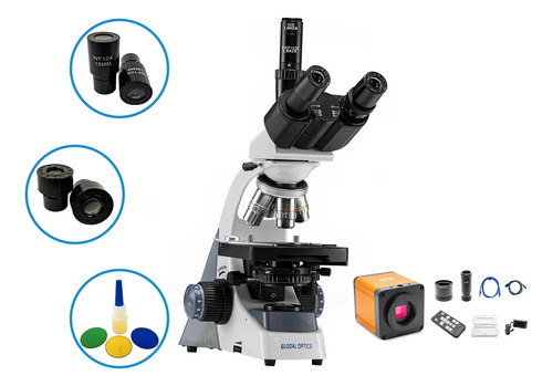 Microscópio Trinocular 1600x Planacr. + Câmera 16mp Hdmi Usb