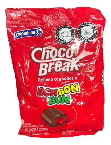Chocobreak Relleno De Bon Bon Bum X - Unidad a $235