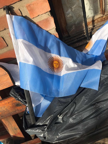 Bandera Argentina De Tela Con Soporte Para Auto