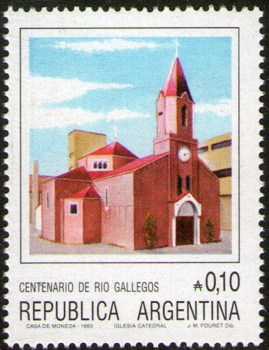 Argentina Sello Mint Centenario Río Gallegos = Iglesia 1985 