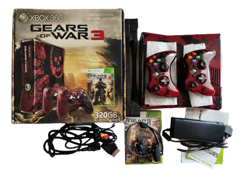 Xbox 360 Slim Edicion Gears Of War 3 320gb Full + 2 Controls