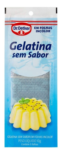 Gelatina Em Folhas Sem Sabor Dr. Oetker 10g.