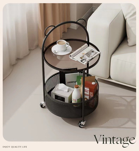 Mesa De Servicio Vidrio Dos Niveles Ruedas Con Seguro
