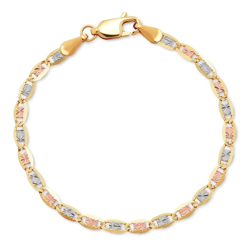 Pulsera Valentina Tricolor 10k Oro Italy 4mm 18cm