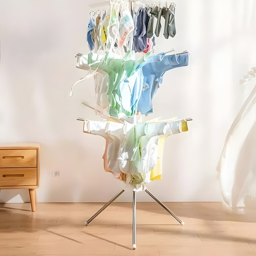 Tendedero Para Ropa Bebe , Giratorio Plegable Tres Niveles C Blanco
