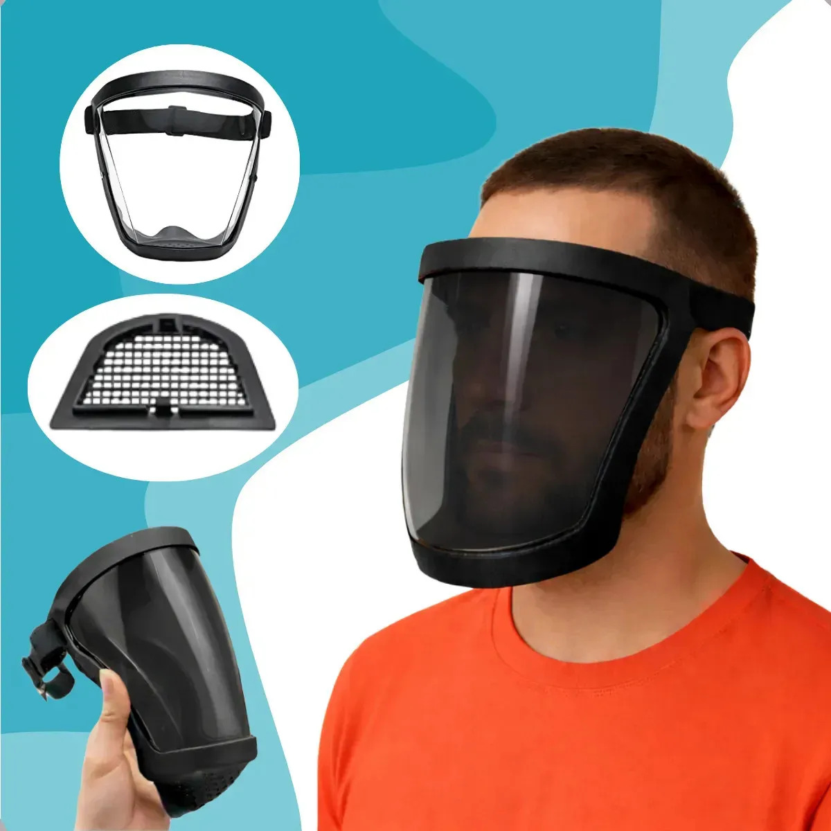 Máscara Protetor Facial Transparente Roçadeira Segurança Fumê Gurumania