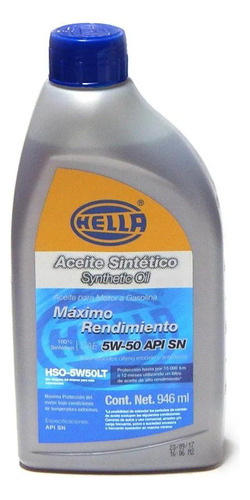 Aceite Hella 5w50 100% Sintético 1lt &