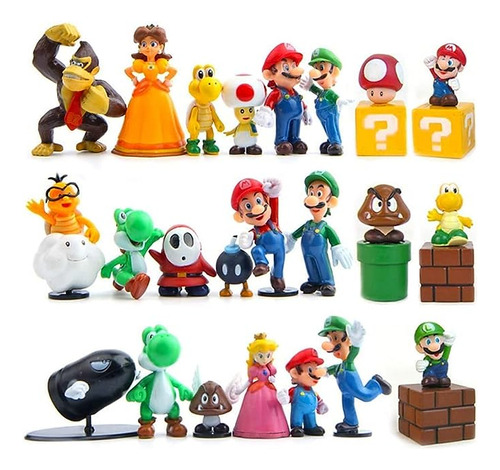 Isaneihas 28 Pcs Set Mario Toy Bros Super Mary Princess, Tor