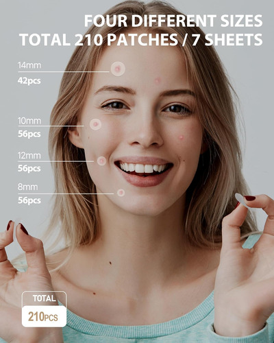 Csooze Acné Patches Pimple 4 Tamaños 210 Puntos Hidrocoloide