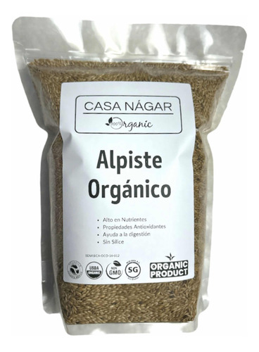 Alpiste Orgánico 1.25 Kilos Sin Sílice Casa Nágar Organic 