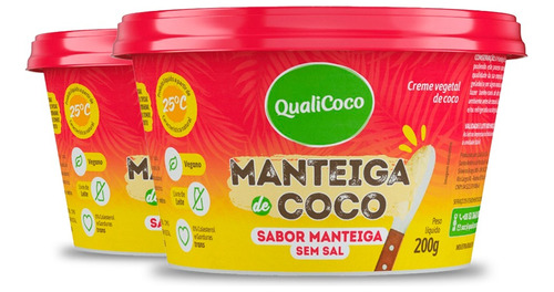 Kit 2 Manteiga De Coco Qualicôco 200g Sabor Manteiga
