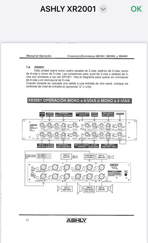 Ashly Electronic Crossover Four Chanel Xr2001 24db/octave