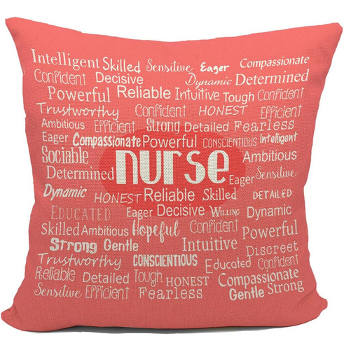 Nurse Adjectives Funda De Almohada Roja De Enfermería, Regal