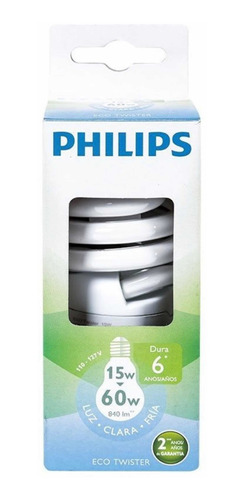 Bombillo Ahorrador Espiral 15w Philips X 3 Unds