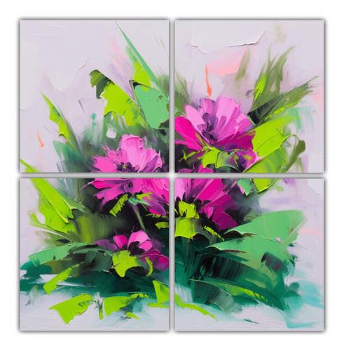 160x160cm Cuadros Movimiento Simplicidad Verde Y Magenta Con