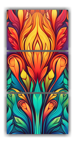 30x60cm Cuadro Floral Art Nouveau - Set 3 Artes De Pared