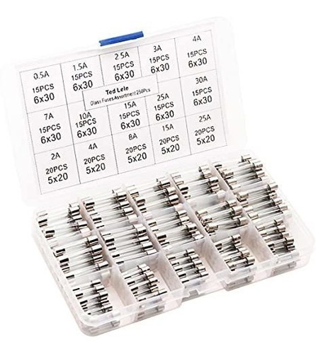 Golpe 250pcs Rápida Del Tubo De Cristal Fusible Surtido Kit