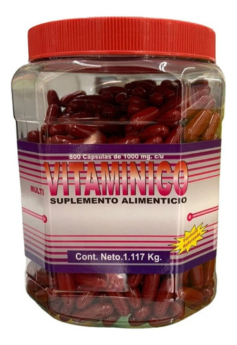 800 Capsulas De Multi Vitaminico Cba Con 1000 Mg C/u Sabor Na
