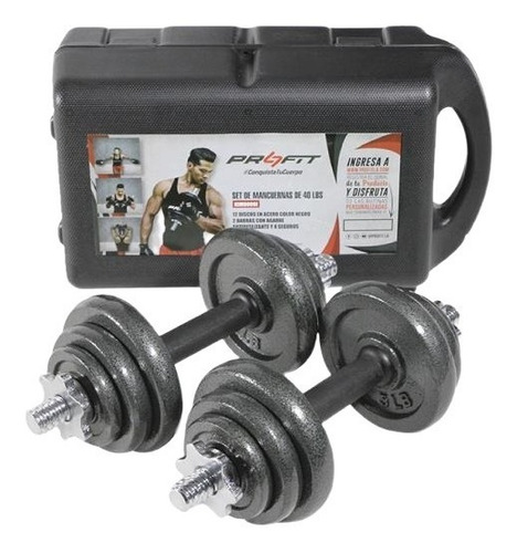 Kit Mancuernas 20kg Pesas 40lb Set Discos+barras+maletin Gym