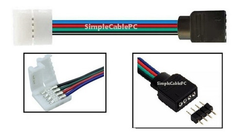 Conector Cable Rgb 4 Pin Hembra Y Conector Presión X 3unidad