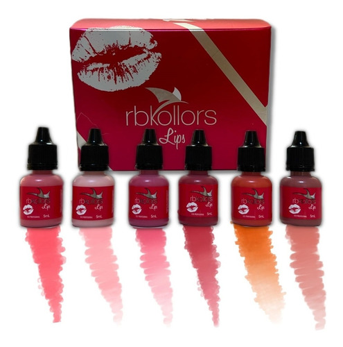 Kit 6 Pigmentos Lips Lábios Rbkollors + Vermelho Insano 15ml