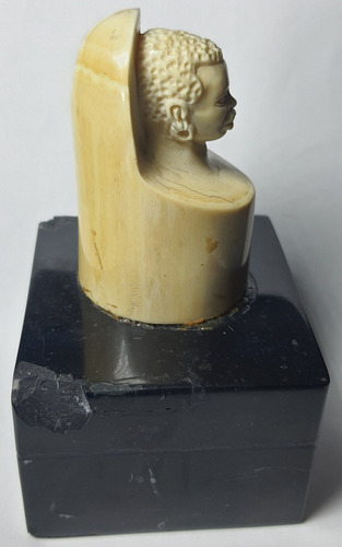 Antigua Figura Talla Africano Punta De Colmillo No Hueso Marfil (Usado)