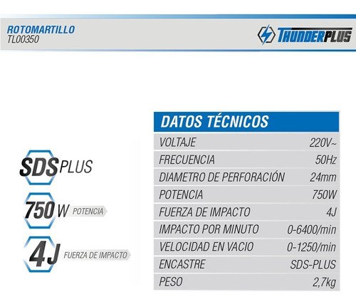 Imagen 5 de 5 de Thunderplus TL00350 - Blanco/Negro - 220V - 50 Hz