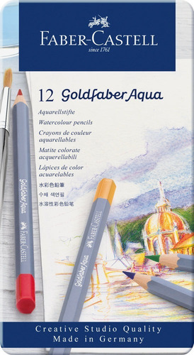 Lapices De Colores X12 Goldfaber Aqua Lata Faber Castell