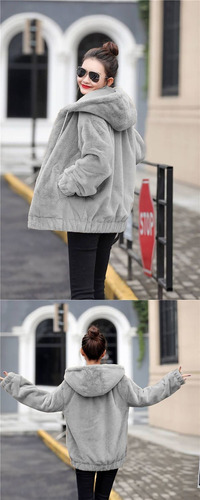Chaqueta Polar Con Capucha Y Cremallera Para Mujer, Cálida Y Casual