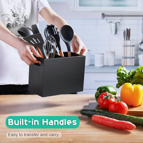 Porta Utensilios Negro Alelion Para Encimera De Cocina - Org