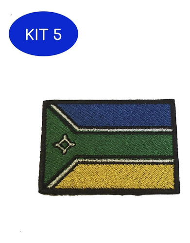 Kit 5 Patche Aplique Bordado Da Bandeira Do Estado Do Amapá