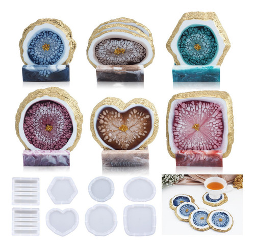 4 Moldes De Silicona Para Fundición De Resina De Hexágono