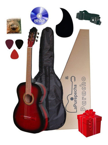 Guitarra clásica La Purepecha Acústica clásica para diestros roja sombra brillante