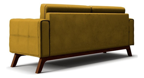 Sofá 180 Cm 3 Lugares Sandero C-279 Veludo Amarelo - Domi Desenho do tecido Liso