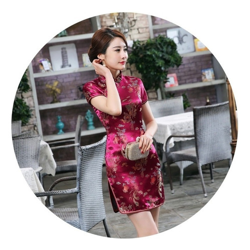 Vestido Tradicional Chino Qipao Cheongsam Cheongsam Corto