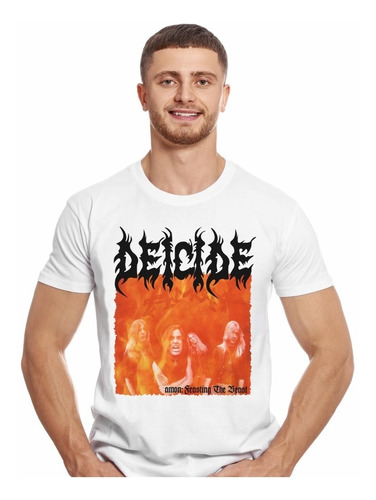 Polera Deicide Amon Logo Negro Metal Impresión Directa
