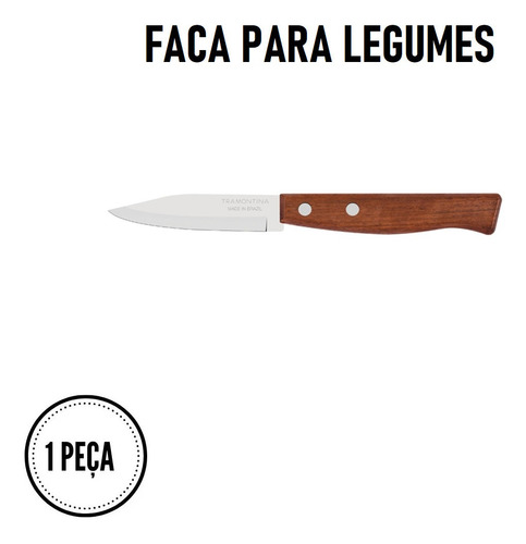 Kit Facas Cozinha Tramontina Inox Madeira Chef Churrasco 4pç
