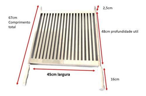 Grelha Em Inox Uruguaia Parrilha Para Churrasco 50cm Largura