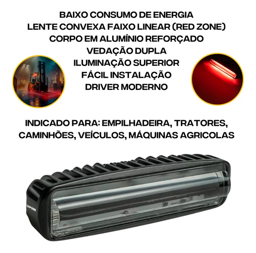 Farol Auxiliar Para Empilhadeiras Super Led Vermelho Tarponn