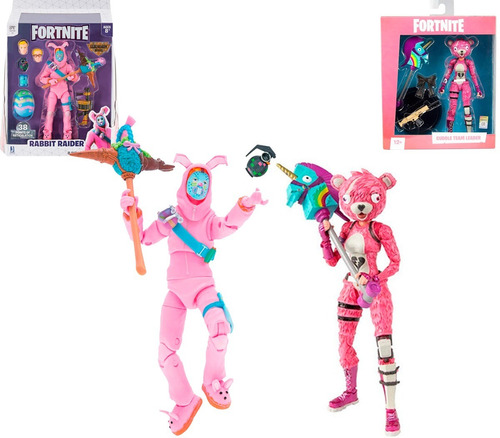 Kit 2 Figuras Fortnite Rabbit Raider Y Cuddle Team Leader 