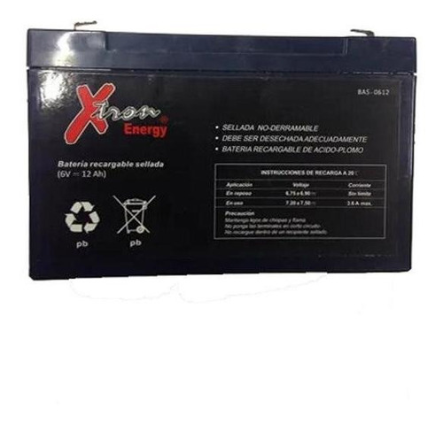 Bateria Sellada Recargable 6v 12a Xtron Bas-0612