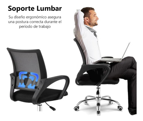 Imagen 4 de 9 de Silla Ejecutiva Ergonómica Reclinable Con Espaldar Grande