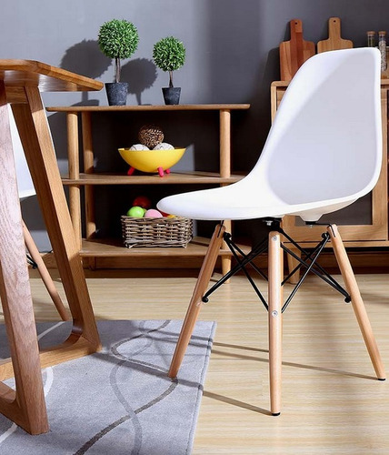 Silla Eames Patas De Madera Blanco Negro