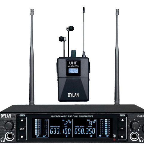 Monitor Sem Fio In Ear Dylan Dsm-301 Receptor Uhf 100 Canais Cor Preto